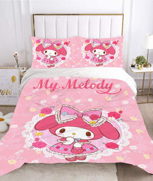 My Melody Bed Set Cute Sanrios Bed Linen Set Duvet Cover and Pillowcase LS22781 - Lusy Store