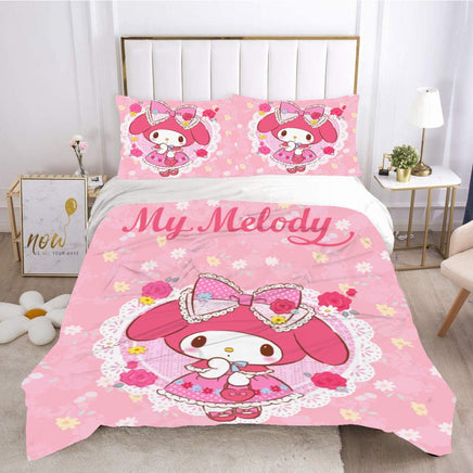 Hello Kitty Bed Set Cotton My Melody Sanrios Cute Bed Sheets Cartoon Bed Comforters Pink Bed Cover Set LS22781 - Lusy Store