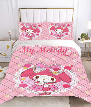 My Melody Bed Set Cute Sanrios Bed Linen Set Duvet Cover and Pillowcase LS22781 - Lusy Store