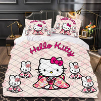 Hello Kitty Bed Set Cotton Sanrios Cute Bed Sheets Cartoon Bed Comforters Bed Cover Set LS22778 - Lusy Store