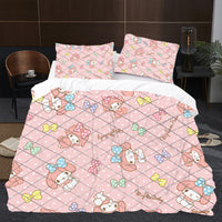 Hello Kitty Bed Set Cotton Sanrios Cute Bed Sheets Cartoon Bed Comforters Dot Pink Bed Cover Set LS22789 Only Quilt