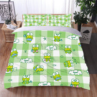 Hello Kitty Bed Set Cotton Sanrios Cute Bed Sheets Cartoon Bed Comforters Green Bedlinen Bed Cover Set LS22787 - Lusy Store