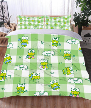 Hello Kitty Bed Set Cotton Sanrios Cute Bed Sheets Cartoon Bed Comforters Green Bedlinen Bed Cover Set LS22787 - Lusy Store