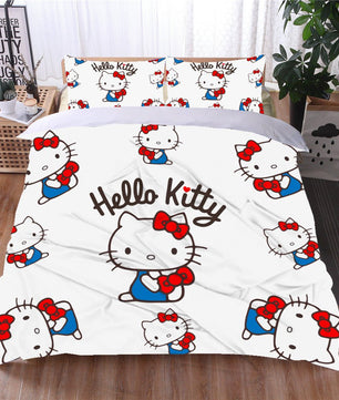 Hello Kitty Bed Set Cotton Sanrios Cute Bed Sheets Cartoon Bed Comforters White Bed Cover Set LS22785 - Lusy Store