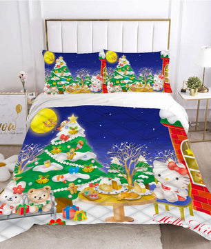 Hello Kitty Bed Set Hello Kitty And Friends Christmas Bedding Cute Bedding Set Cartoon Bed Cotton Comforters Colorful Duvet Covers LS22843 - Lusy Store
