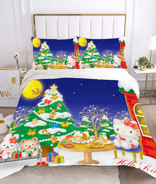 Hello Kitty Bed Set Hello Kitty And Friends Christmas Bedding Cute Bedding Set Cartoon Bed Cotton Comforters Colorful Duvet Covers LS22843 - Lusy Store