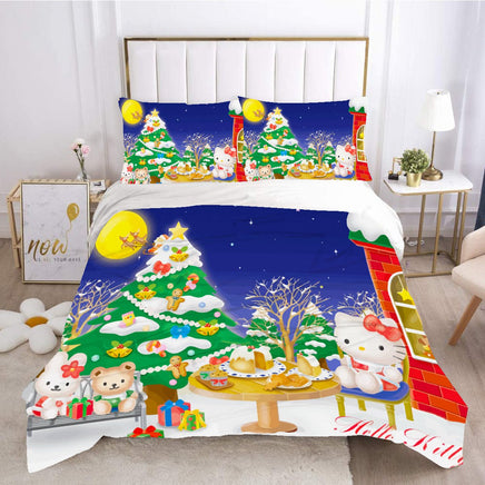Hello Kitty Bed Set Hello Kitty And Friends Christmas Bedding Cute Bedding Set Cartoon Bed Cotton Comforters Colorful Duvet Covers LS22843 - Lusy Store