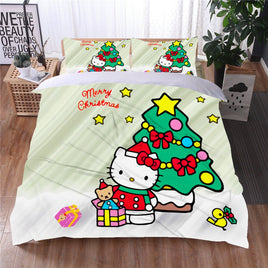 Christmas Bedding Set Hello Kitty Bed Linen Colorful Duvet Covers and Pillowcase LS22856 4 Pieces Bedding Sets
