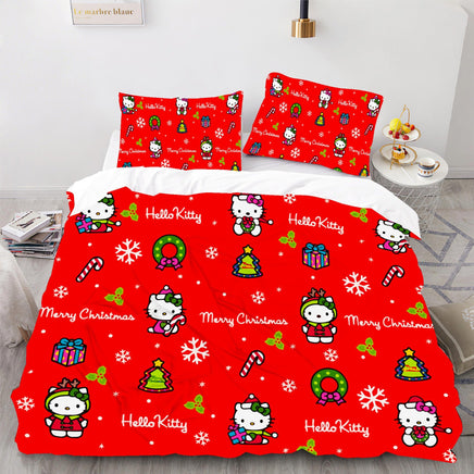 Hello Kitty Bed Set Hello Kitty And Friends Christmas Bedding Cute Bedding Set Cartoon Bed Cotton Comforters Red Duvet Covers LS22842 - Lusy Store