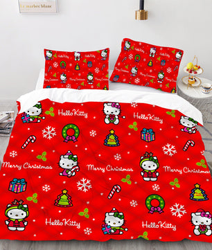 Hello Kitty Bed Set Hello Kitty And Friends Christmas Bedding Cute Bedding Set Cartoon Bed Cotton Comforters Red Duvet Covers LS22842 - Lusy Store