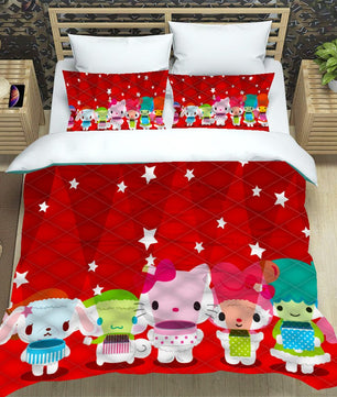 Hello Kitty Bed Set Hello Kitty And Friends Christmas Bedding Cute Bedding Set Cartoon Bed Cotton Comforters Red Duvet Covers LS22860 - Lusy Store