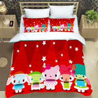 Hello Kitty Bed Set Hello Kitty And Friends Christmas Bedding Cute Bedding Set Cartoon Bed Cotton Comforters Red Duvet Covers LS22860 - Lusy Store