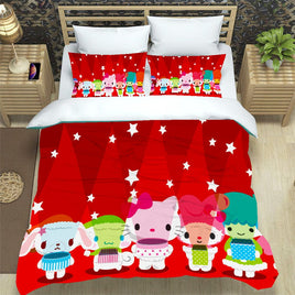 Hello Kitty Bed Set Christmas Bed Linen Set Duvet Covers and Pillowcase LS22860 4 Pieces Bedding Sets