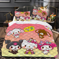 Hello Kitty Bed Set Hello Kitty And Friends Cute Bedding Cute Bedding Set Cartoon Bed Cotton Comforters Colorful Duvet Covers LS22855 - Lusy Store