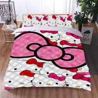 Hello Kitty Bed Set Hello Kitty And Friends Cute Bedding Cute Bedding Set Cartoon Bed Cotton Comforters White Duvet Covers LS22854 Quilted