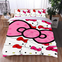 Hello Kitty Bed Set Hello Kitty And Friends Cute Bedding Cute Bedding Set Cartoon Bed Cotton Comforters White Duvet Covers LS22854 No Fill