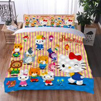 Hello Kitty Bed Set Hello Kitty And Friends Cute Bedding Set Cartoon Bed Cotton Comforters Pink Duvet Covers LS22862 - Lusy Store