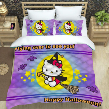Hello Kitty Bed Set Hello Kitty And Friends Halloween Bedding Cute Bedding Set Cartoon Bed Cotton Comforters Colorful Duvet Covers LS22845 - Lusy Store