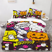 Hello Kitty Bed Set Hello Kitty And Friends Halloween Bedding Cute Bedding Set Cartoon Bed Cotton Comforters Colorful Duvet Covers LS22858 - Lusy Store