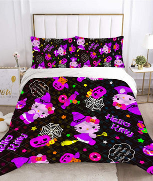 Hello Kitty Bed Set Hello Kitty And Friends Halloween Bedding Cute Bedding Set Cartoon Bed Cotton Comforters Halloween Duvet Covers LS22851 - Lusy Store