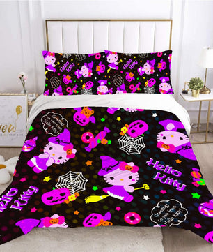 Hello Kitty Bed Set Hello Kitty And Friends Halloween Bedding Cute Bedding Set Cartoon Bed Cotton Comforters Halloween Duvet Covers LS22851 - Lusy Store