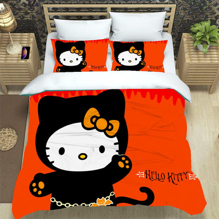 Hello Kitty Bed Set Hello Kitty And Friends Halloween Bedding Cute Bedding Set Cartoon Bed Cotton Comforters Halloween Duvet Covers LS22852 - Lusy Store