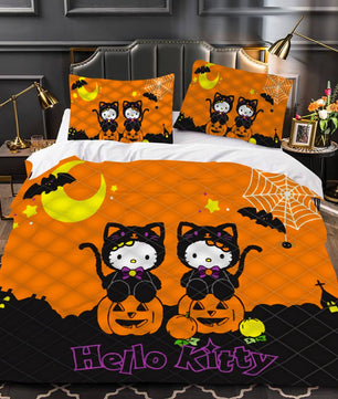 Hello Kitty Bed Set Hello Kitty And Friends Halloween Bedding Cute Bedding Set Cartoon Bed Cotton Comforters Halloween Duvet Covers LS22853 - Lusy Store