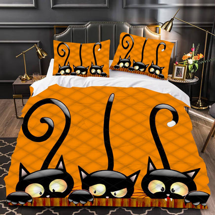 Hello Kitty Bed Set Hello Kitty And Friends Halloween Bedding Cute Bedding Set Cartoon Bed Cotton Comforters Orange Duvet Covers LS22846 Only Quilt