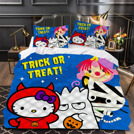 Hello Kitty Bed Set Hello Kitty And Friends Halloween Bedding Cute Bedding Set Cartoon Bed Cotton Comforters Trick Or Treat Duvet Covers LS22848 - Lusy Store