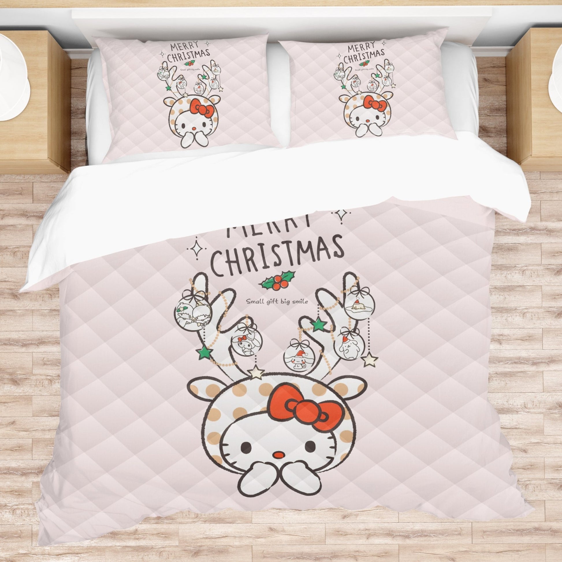 Hello Kitty Bed Set - Luxury Christmas Bed Set - Cozy Christmas Vibes - Lusy Store LLC