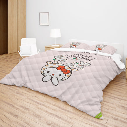 Hello Kitty Bed Set - Luxury Christmas Bed Set - Cozy Christmas Vibes - Lusy Store LLC