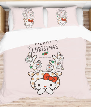 Hello Kitty Bed Set - Luxury Christmas Bed Set - Cozy Christmas Vibes - Lusy Store LLC