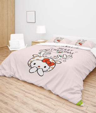 Hello Kitty Bed Set - Luxury Christmas Bed Set - Cozy Christmas Vibes - Lusy Store LLC