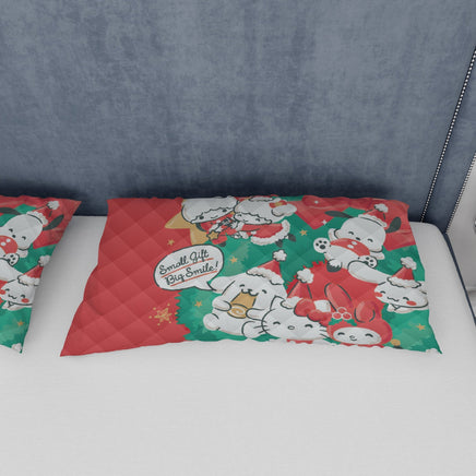 Hello Kitty Bed Set - Merry Christmas Bedding Luxurious Quilted Bed Set - Lusy Store LLC