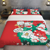 Hello Kitty Bed Set - Merry Christmas Bedding Luxurious Quilted Bed Set - Lusy Store LLC