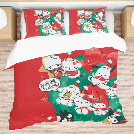 Hello Kitty Bed Set - Merry Christmas Bedding Luxurious Quilted Bed Set - Lusy Store LLC