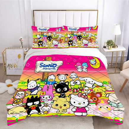 Hello Kitty Bed Set Pochacco Cute Bed Sheets Cartoon Bed Cotton Comforters Colorful Duvet Cover LS22808 - Lusy Store