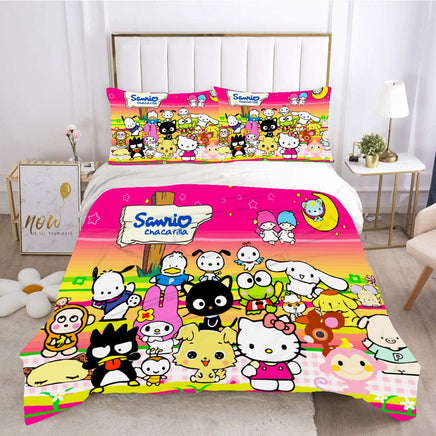 Hello Kitty Bed Set Pochacco Cute Bed Sheets Cartoon Bed Cotton Comforters Colorful Duvet Cover LS22808 - Lusy Store