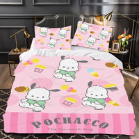 Hello Kitty Bed Set Pochacco Cute Bed Sheets Cartoon Bed Cotton Comforters Pink Duvet Cover LS22804 - Lusy Store