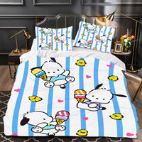 Hello Kitty Bed Set Pochacco Cute Bed Sheets Cartoon Bed Cotton Comforters White Duvet Cover LS22810 No Fill