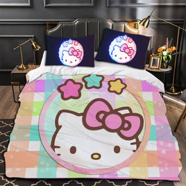 Hello Kitty Bedding Duvet Cover Quilted Pillowcase Bedspread - Lusy Store LLC