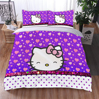 Hello Kitty Bedding Duvet Cover Quilted Pillowcase Bedspread - Lusy Store LLC