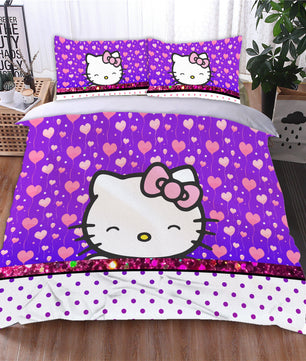 Hello Kitty Bedding Duvet Cover Quilted Pillowcase Bedspread - Lusy Store LLC