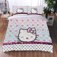 Hello Kitty Bedding Duvet Cover Quilted Pillowcase Bedspread - Lusy Store LLC