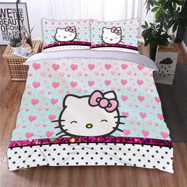 Hello Kitty Bedding Duvet Cover Quilted Pillowcase Bedspread - Lusy Store LLC