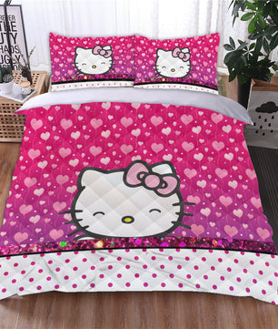 Hello Kitty Bedding Duvet Cover Quilted Pillowcase Bedspread - Lusy Store LLC