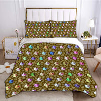 Hello Kitty Bedding Duvet Cover Quilted Pillowcase Black Blue Brown Green Bedspread - Lusy Store LLC