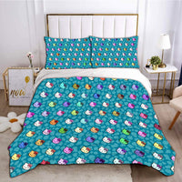 Hello Kitty Bedding Duvet Cover Quilted Pillowcase Black Blue Brown Green Bedspread - Lusy Store LLC