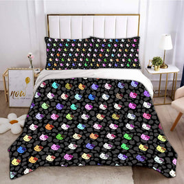 Hello Kitty Bedding Duvet Cover Quilted Pillowcase Black Blue Brown Green Bedspread - Lusy Store LLC