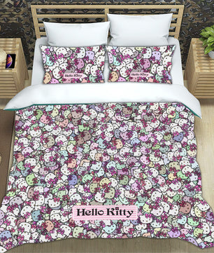 Hello Kitty Bedding Duvet Cover Quilted Pillowcase Colorful Bedspread - Lusy Store LLC